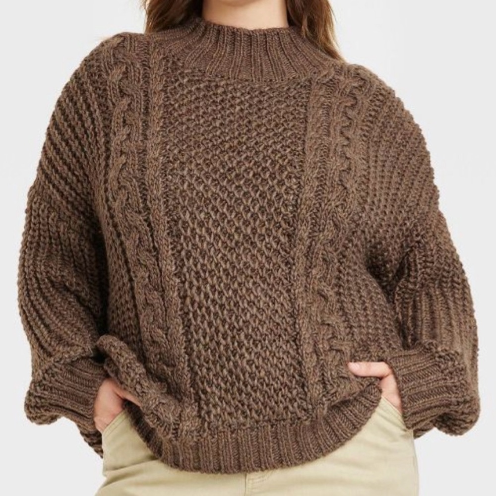 1x Universal Thread Cable Knit Sweater - Brown